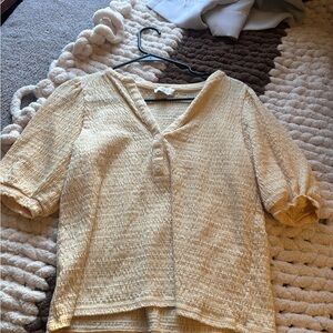 Textured Button V-Neck Top in Soft Cream